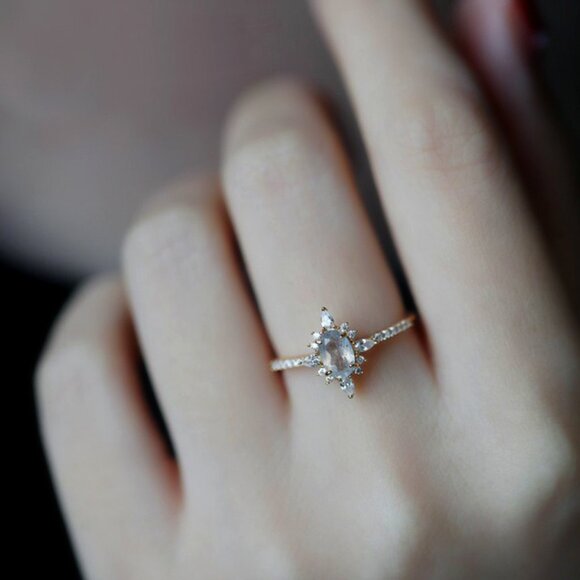 Lilith Labradorite Gold Ring, Gemstone Rings, Dainty Stackable Ring - Picture 9 of 9